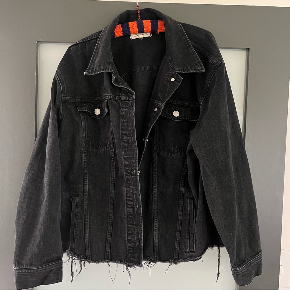 Madewell Denim Jacket, washed black, XL, GUC